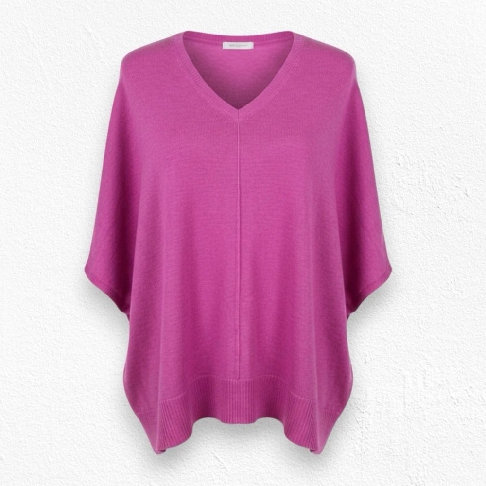 Eileen Fisher 100% Linen V-Neck Dolman Sleeve Top in Pink Size M